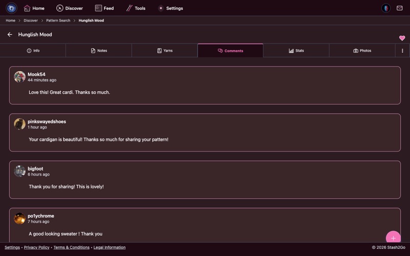 Pattern comments tab showing reviews and tips from other crafters