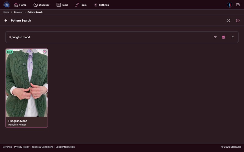 Tapping the heart icon to add a pattern to favorites