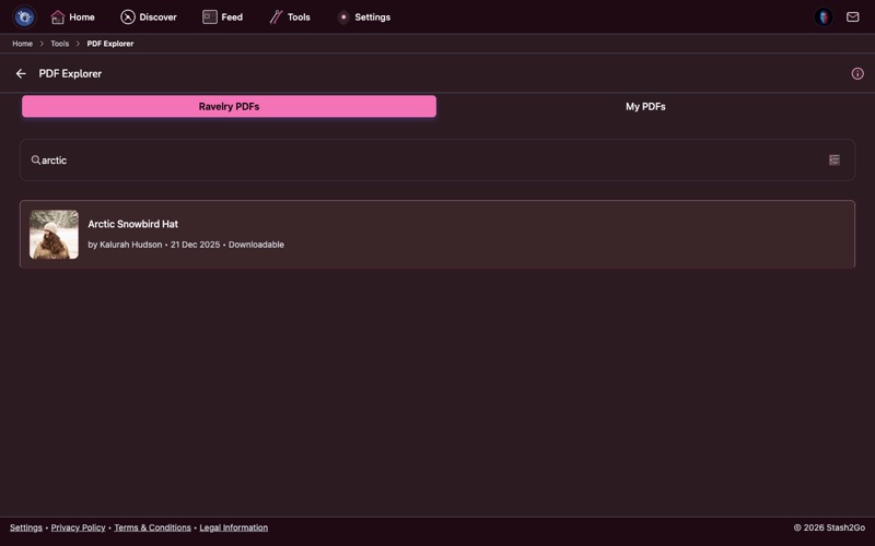 PDF Explorer search bar and sort options for finding patterns by name