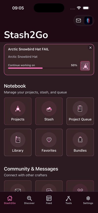 Advanced Stash2Go — Home with projects, stash, and community