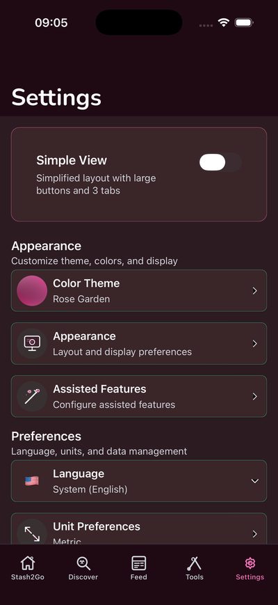 Advanced Stash2Go — Settings and themes
