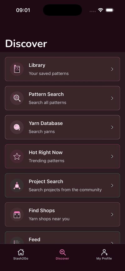 Basic Stash2Go — Discover screen